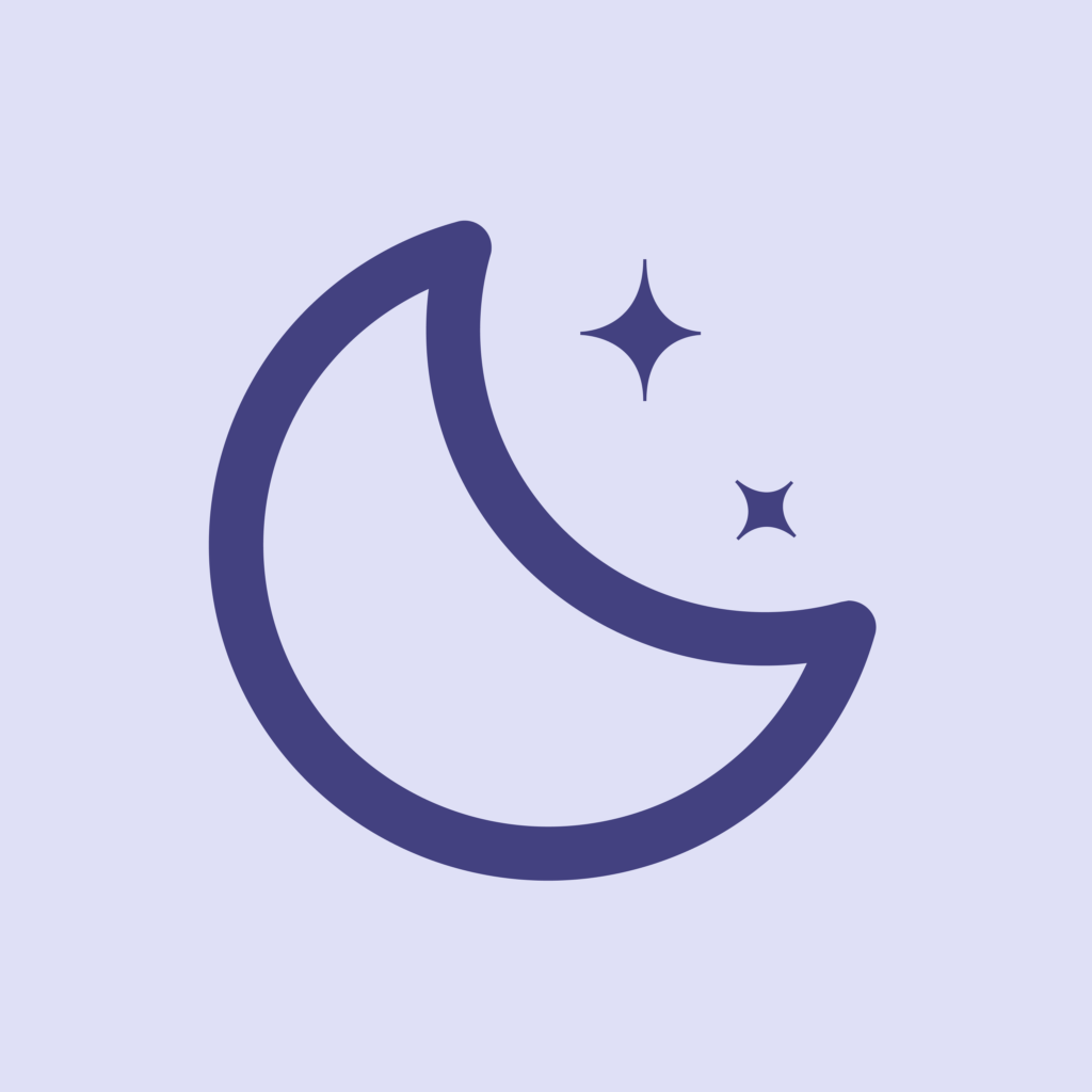 The final logo for Idealic, which consists of a crescent moon with two small stars on the inside of the curve made by the moon.